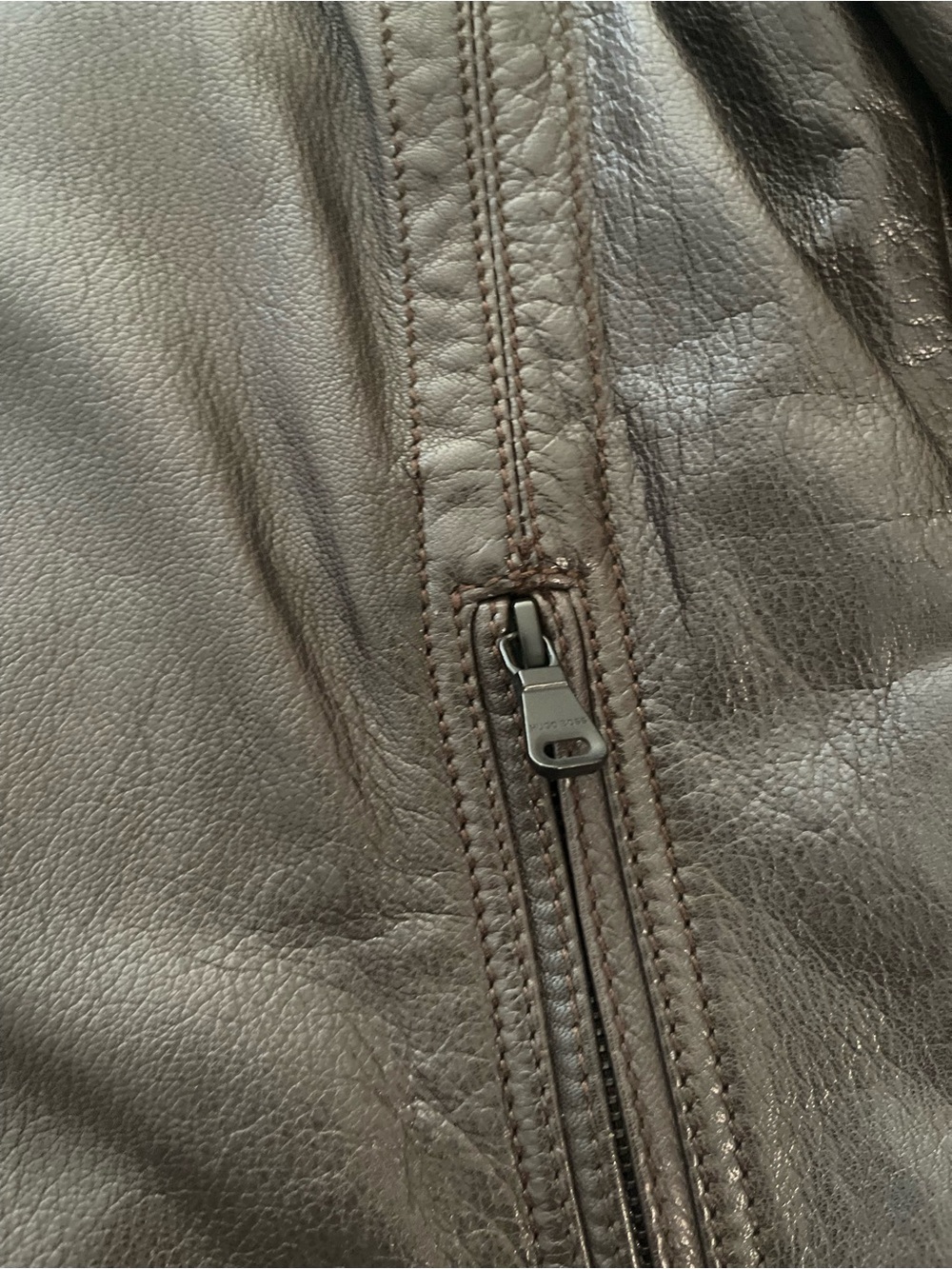Hugo Boss leather jacket moto full zip - Picture 4 of 13